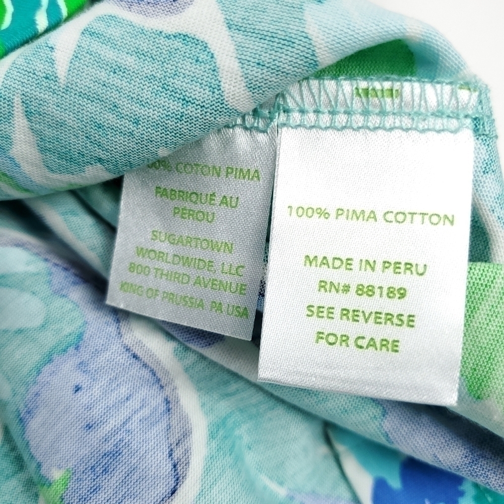 New Lilly Pulitzer 100% Pima Cotton Blue Green White Floral Dress Sz M - Picture 8 of 16